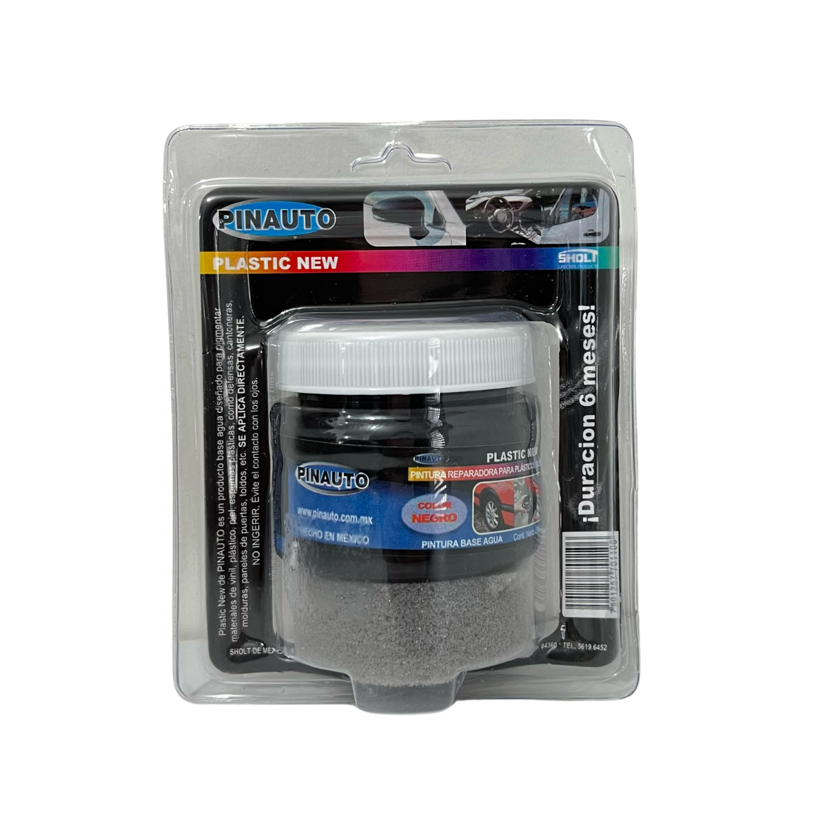 Pintura Pinauto Plastic New Negro 150 ml | Base Agua | Repara y Renueva Plásticos, Hules, Vinilos y Piel