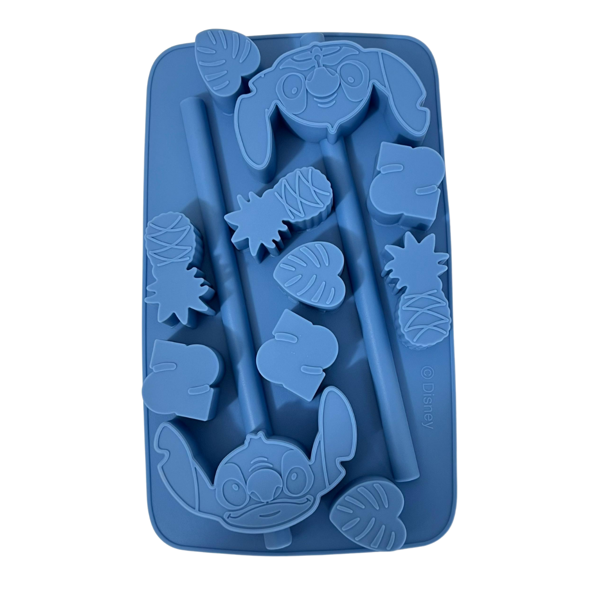 Molde de Silicón 3D Diseño Stitch con Popote | Ideal para Postres, Chocolates y Bebidas