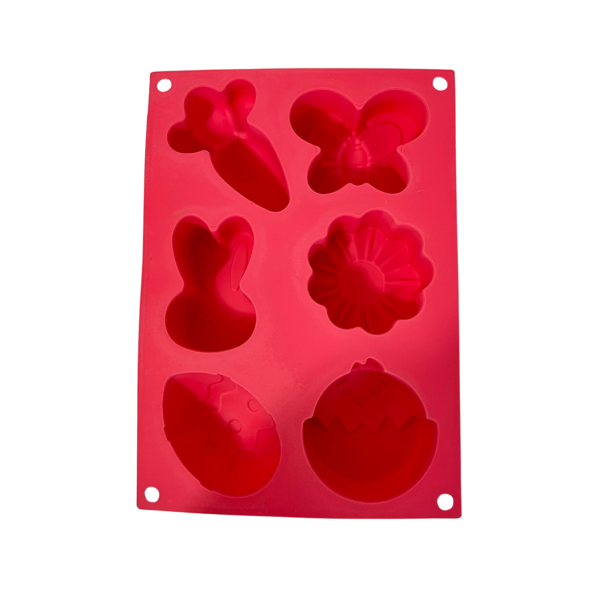 Molde de Silicón Pascua | 6 Cavidades | Conejo, Zanahoria, Huevo, Pollito, Mariposa y Flor