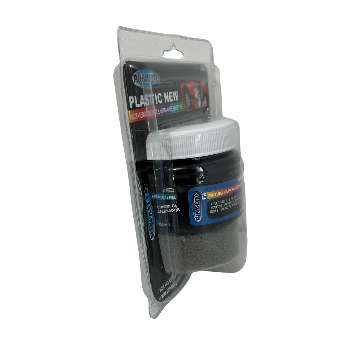 Pintura Pinauto Plastic New Negro 150 ml | Base Agua | Repara y Renueva Plásticos, Hules, Vinilos y Piel