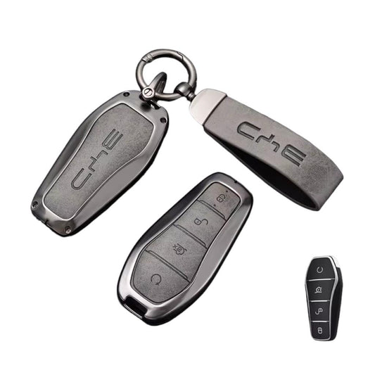 Funda Protectora para Llave BYD de Piel con Llavero Color Negro