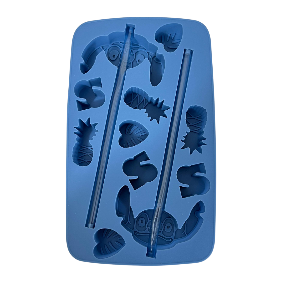 Molde de Silicón 3D Diseño Stitch con Popote | Ideal para Postres, Chocolates y Bebidas