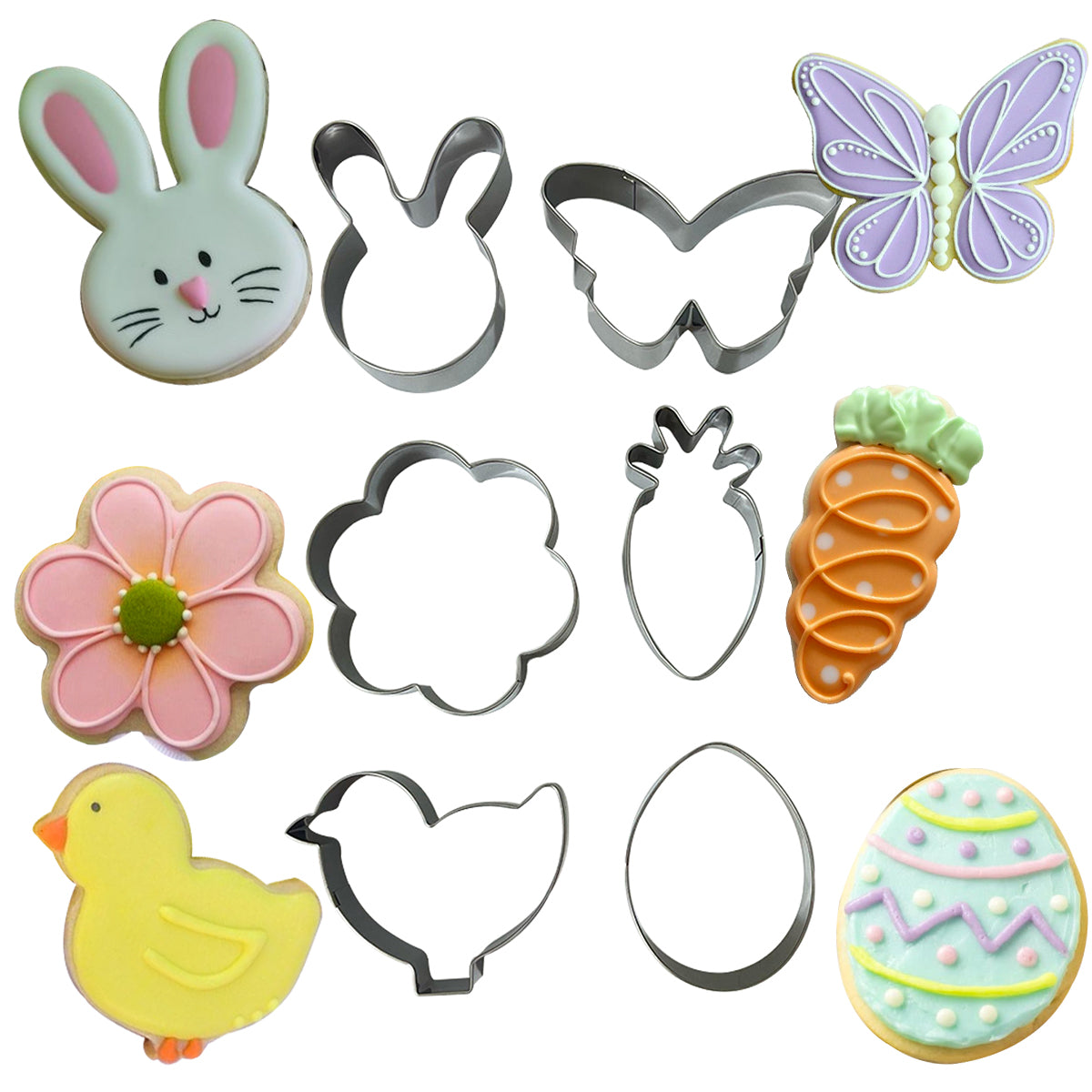 Kit 6 Cortadores de Galletas | Formas de Pascua | Repostería Galletas Fondant