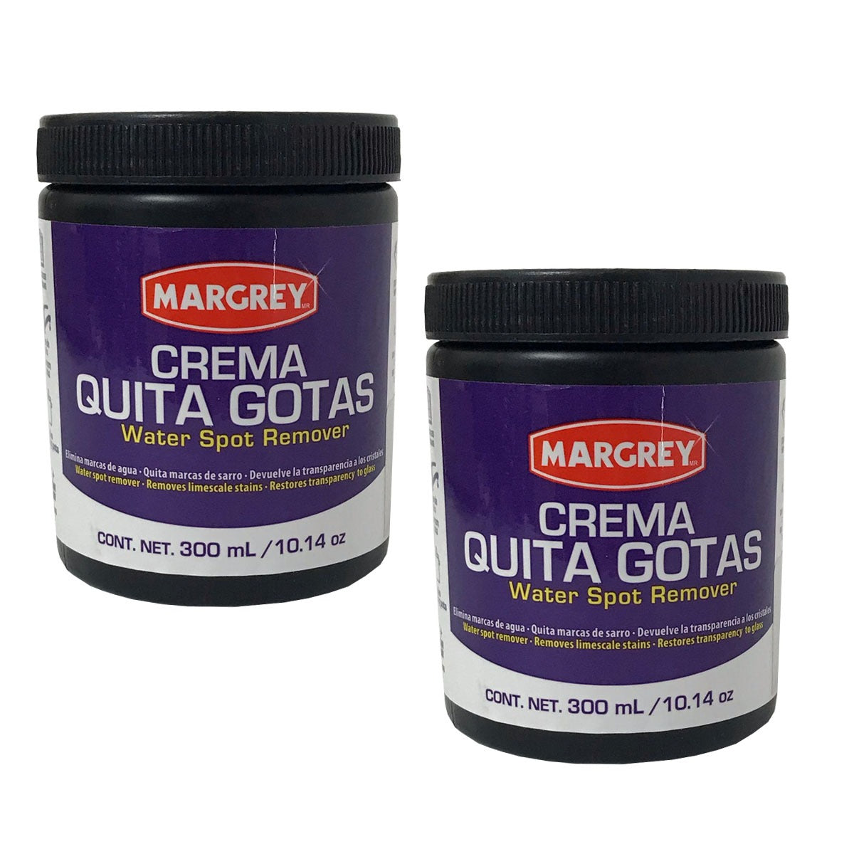 Crema Quita Gotas Margrey | Elimina Manchas en Vidrio, Cerámica y Acero | 2 piezas