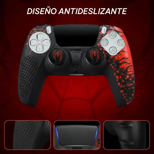 Funda de Silicon Para Control PS5 Spiderman Con 2 Grips Araña