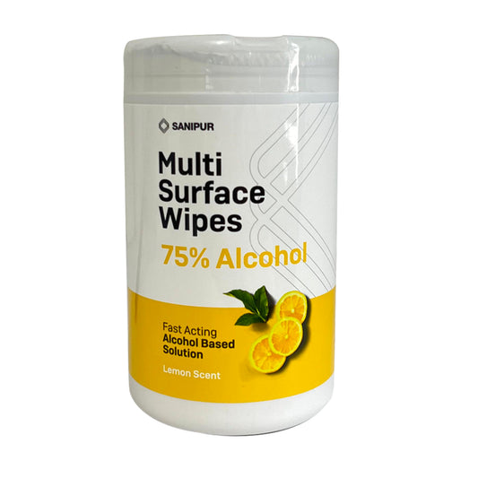 Pack de 3 Toallitas Desinfectantes Multisuperficie | 75% Alcohol, Aroma Limón | 80 Unidades c/u