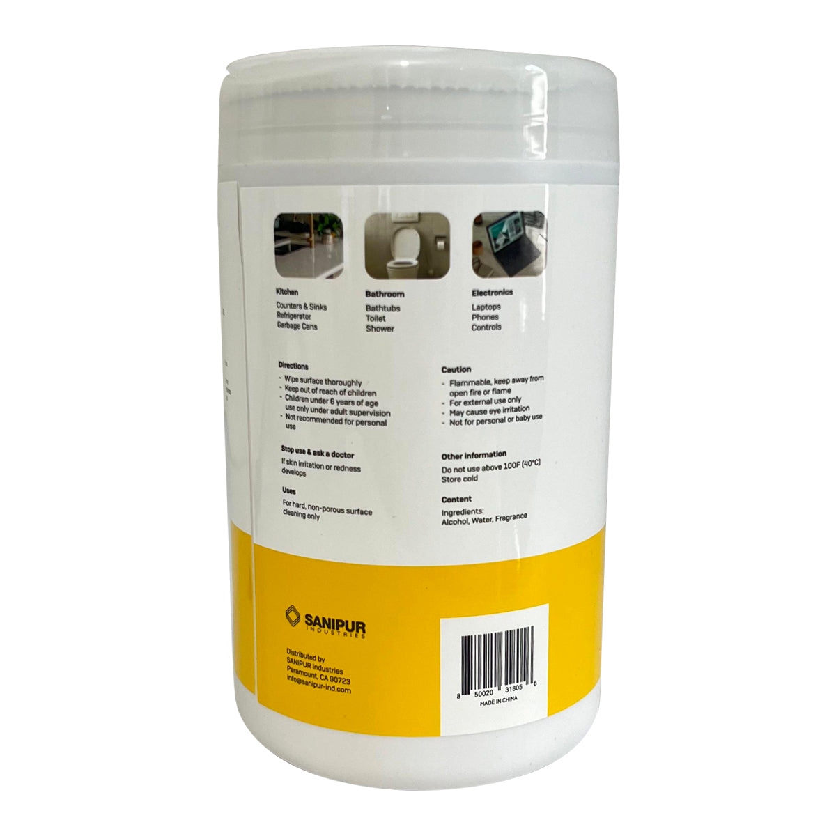 Pack de 3 Toallitas Desinfectantes Multisuperficie | 75% Alcohol, Aroma Limón | 80 Unidades c/u