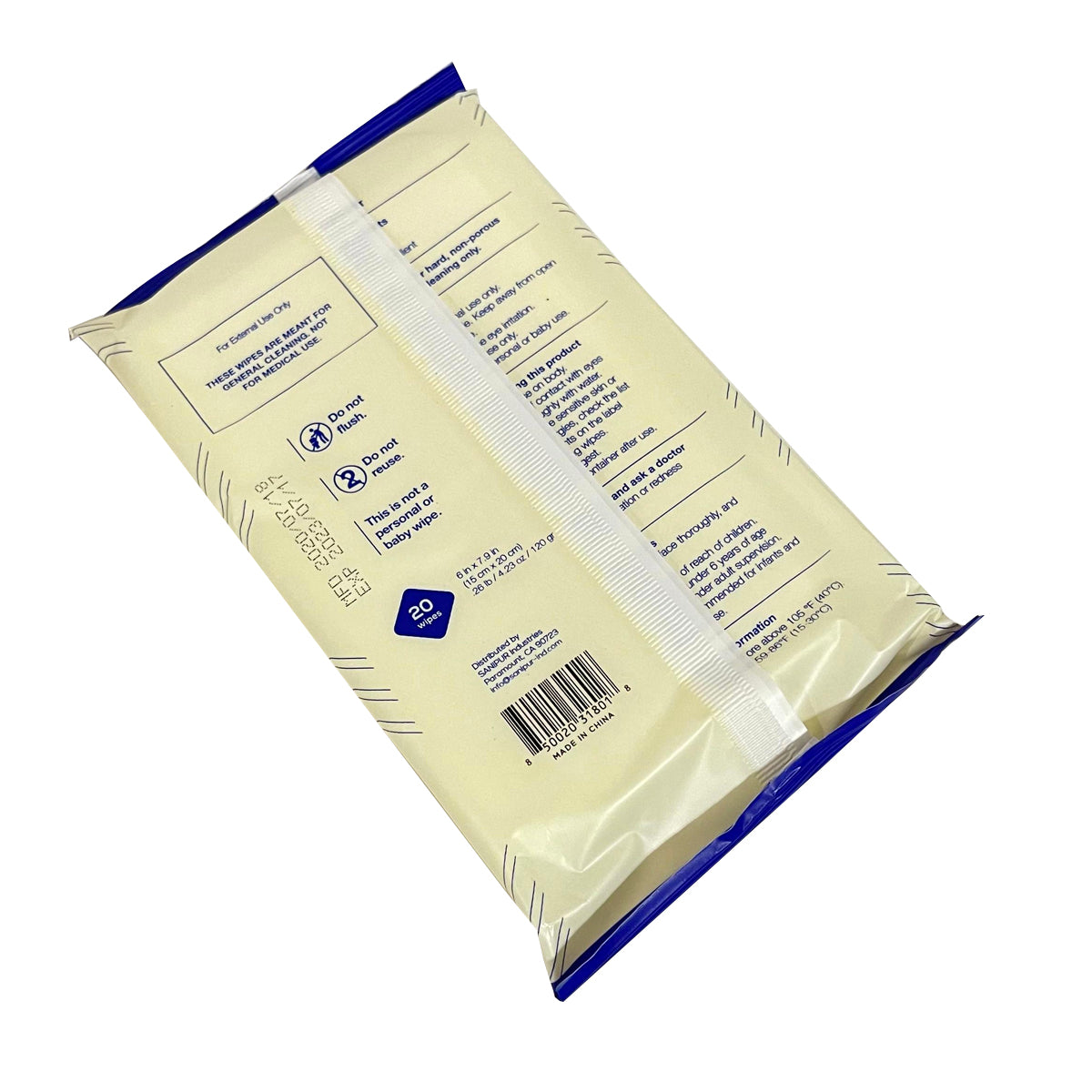 Kit de 20 Paquetes de Toallitas Húmedas Desinfectantes | 75% Alcohol | Limpieza Profunda | 20 Toallitas c/u
