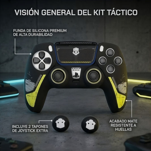 Funda De Silicon Para Control Ps5 Pubg Con 2 Grips Joystick Gris Oscuro Pubg