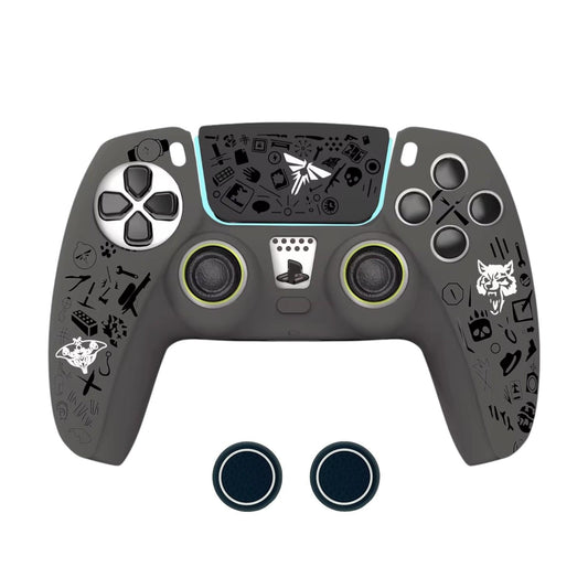 Funda De Silicon Para Control Ps5 TLOU Con 2 Grips Gris Oscuro