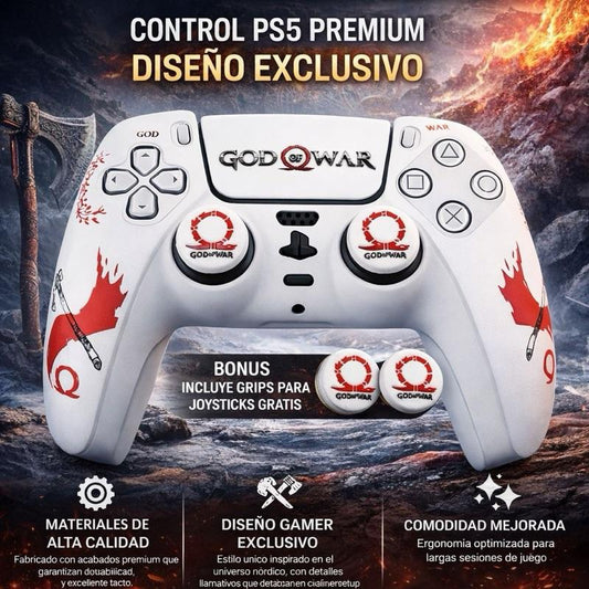 Funda De Silicon Para Control Ps5 God Of War Con 2 Grips Blanco Ragnarok