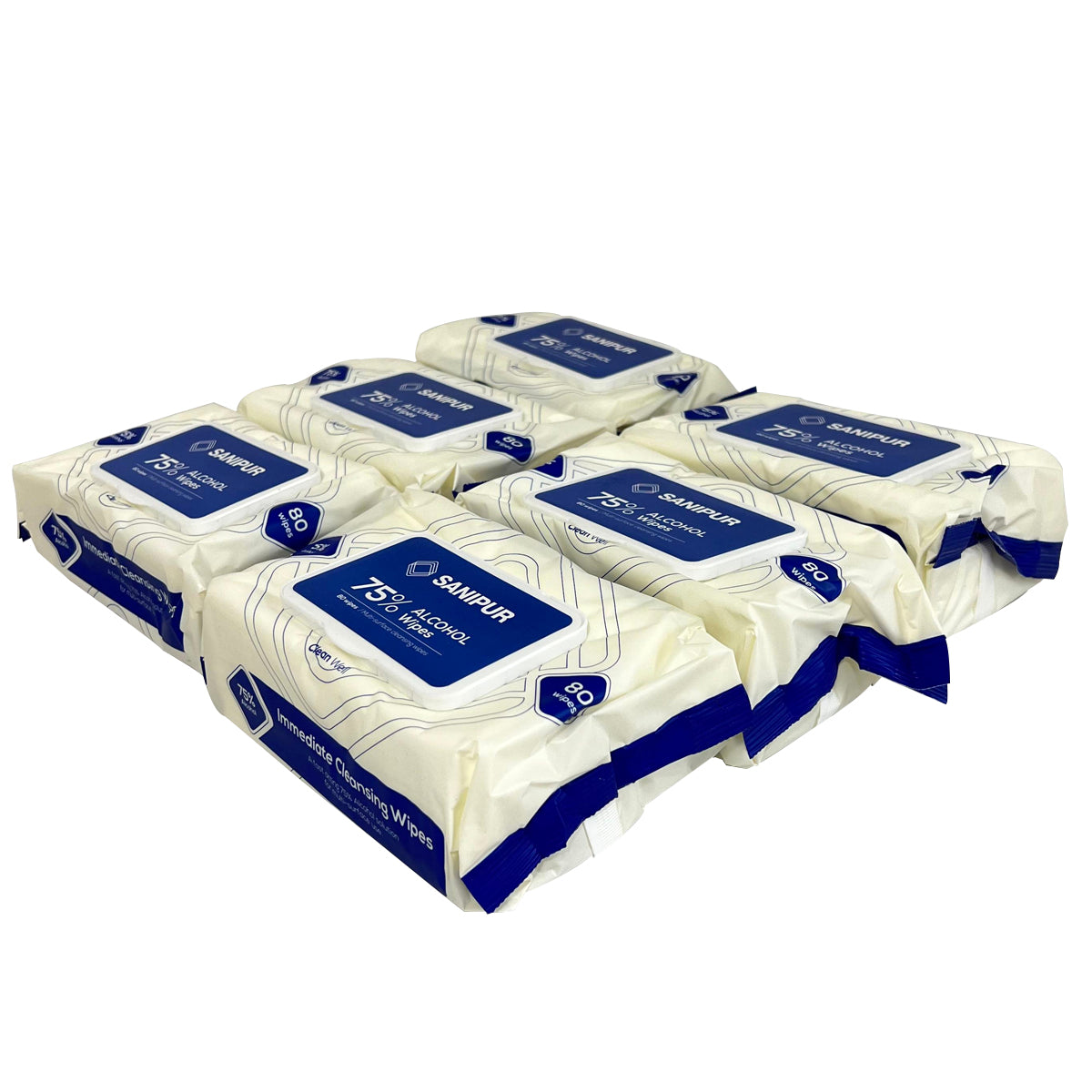 Kit de 6 Paquetes de Toallitas Limpiadoras Desinfectantes | 75% Alcohol | 80 Toallitas c/u | Multisuperficies