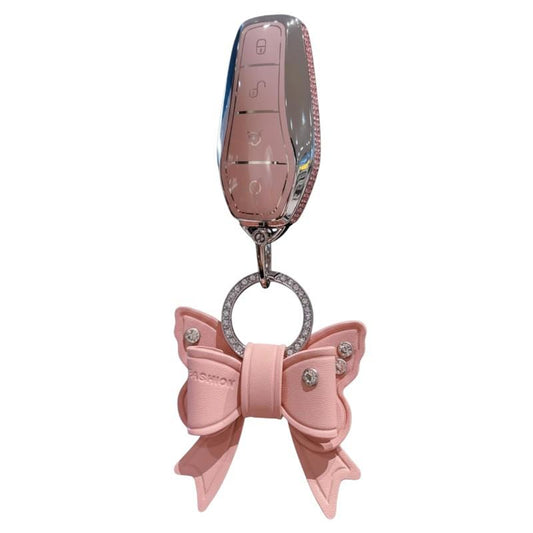 Funda Llave Control Llavero Para Byd Varios Modelos Con Moño Rosa