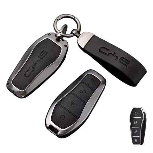 Funda Protectora para Llave BYD de Piel con Llavero Color Negro