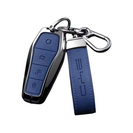 Funda Protectora Con Llavero De Cuero Para Llave Byd Azul