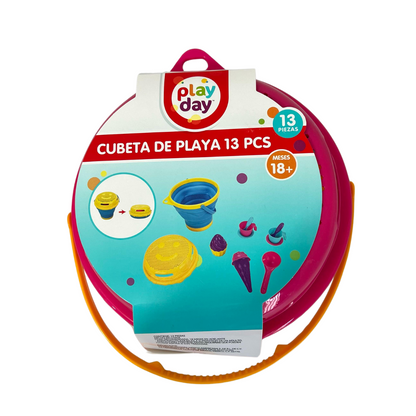 Cubeta De Playa | 13 Piezas | Juguetes De Arena Para Niños