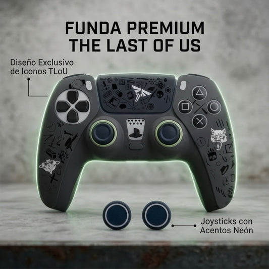 Funda De Silicon Para Control Ps5 TLOU Con 2 Grips Gris Oscuro