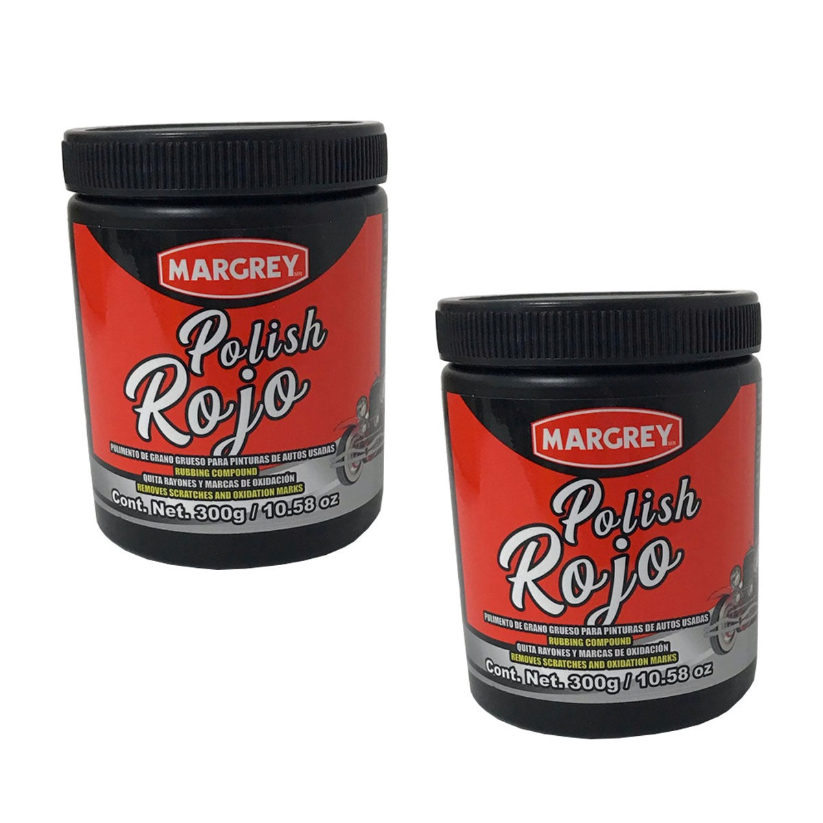 Polish Rojo Margrey | Pulimento de Grano Grueso Quita Rayon | 2 piezas