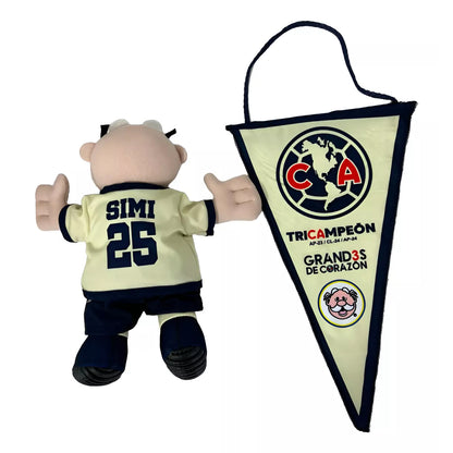 Muñeco Dr. Simi Edición Club América | Peluche Futbolista con Banderín Oficial