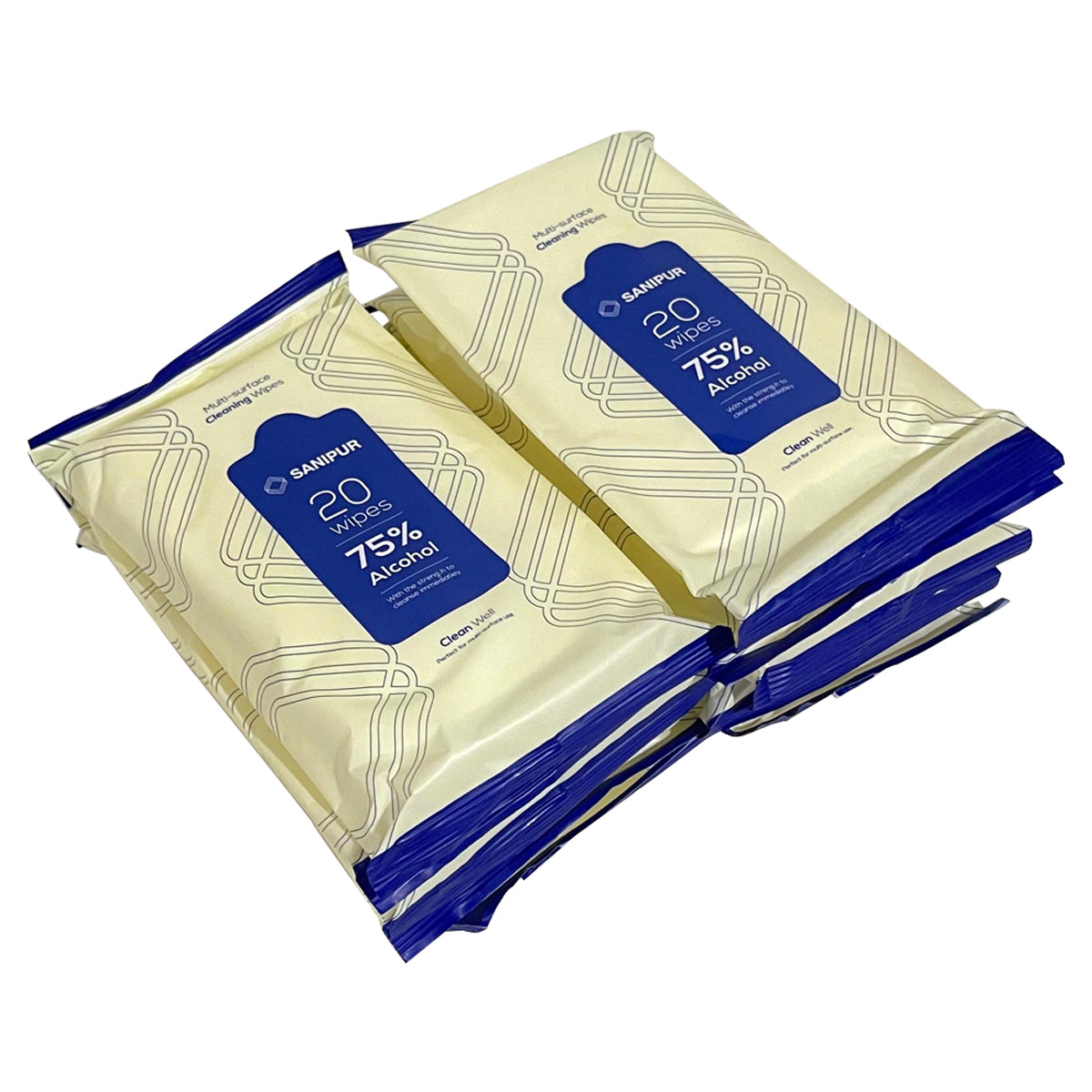 Kit de 20 Paquetes de Toallitas Húmedas Desinfectantes | 75% Alcohol | Limpieza Profunda | 20 Toallitas c/u