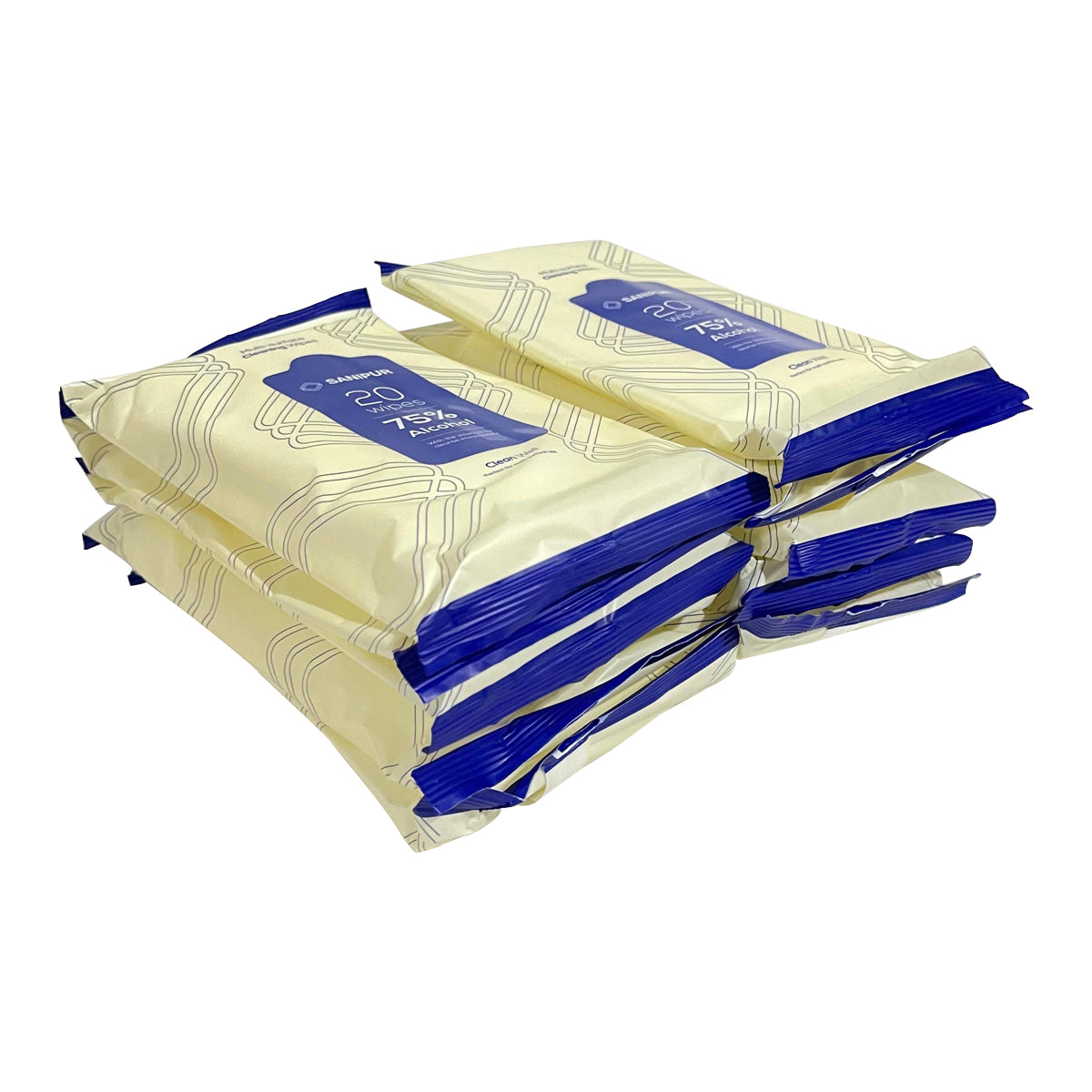Kit de 20 Paquetes de Toallitas Húmedas Desinfectantes | 75% Alcohol | Limpieza Profunda | 20 Toallitas c/u