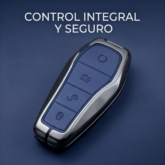 Funda Protectora Con Llavero De Cuero Para Llave Byd Azul